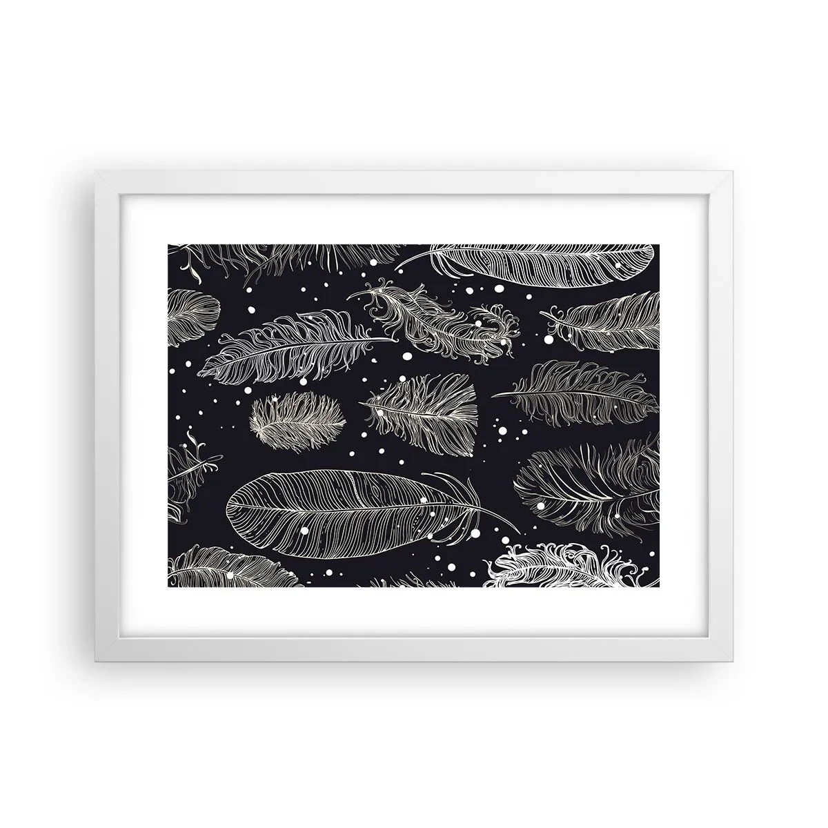 Plakat w białej ramie - Pierzasta koronka - 40x30 cm