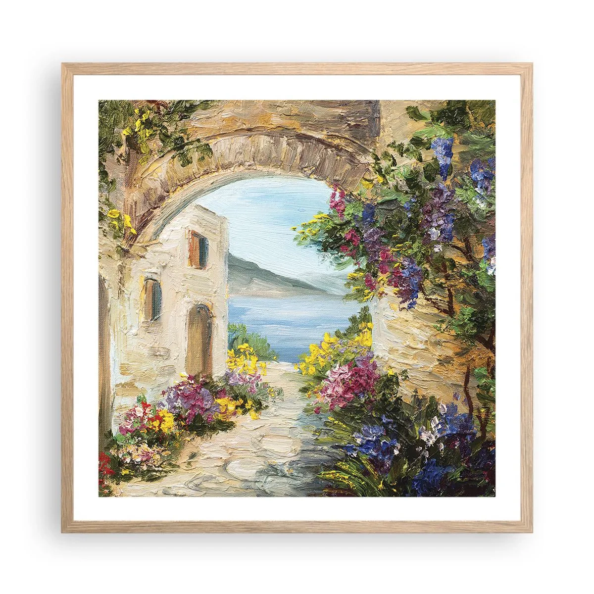 Plakat w ramie jasny dąb - Urok nadmorskiej prowincji - 60x60 cm