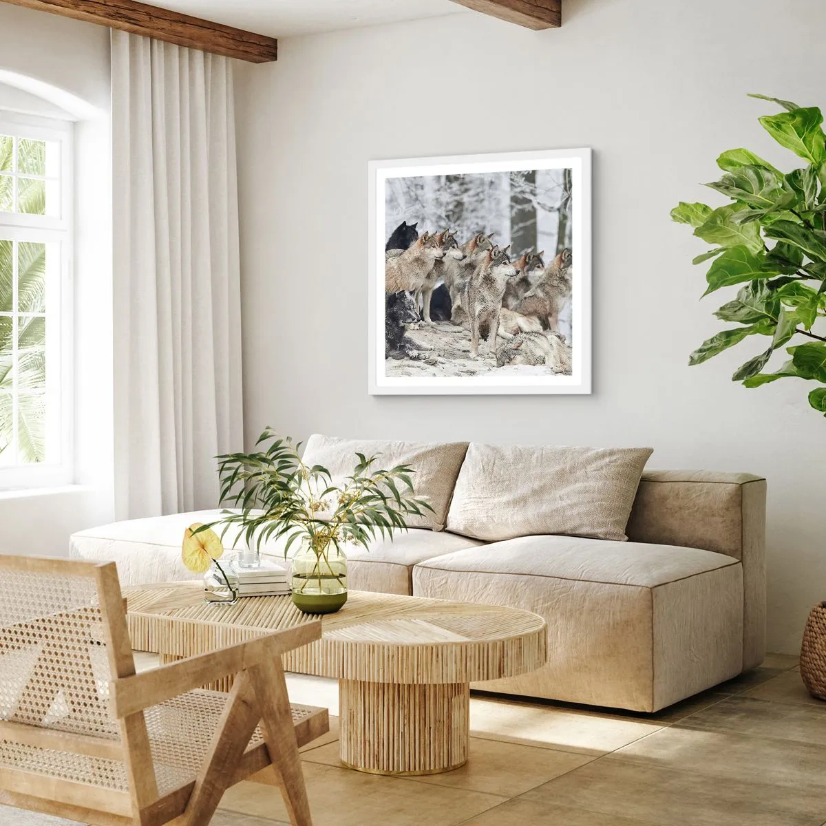 Plakat w białej ramie - Rodzina i przyjaciele - 60x60 cm