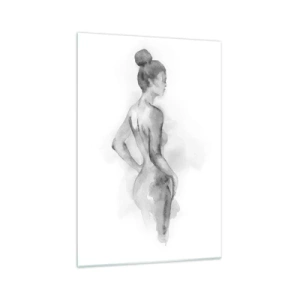 Obraz na szkle - Akwarelowy szkic kobiecej sylwetki - 70x100cm - Piękna jak malowanie - Nowoczesna dekoracja ścienna do salonu i sypialni ARTTOR