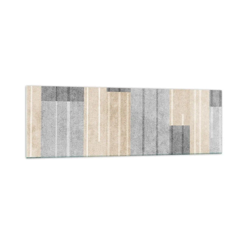 Obraz na szkle - Geometryczna kompozycja w odcieniach szarości i beżu - 160x50cm - Kompozycja: trzymać pion - Nowoczesna dekoracja ścienna do salonu i sypialni ARTTOR