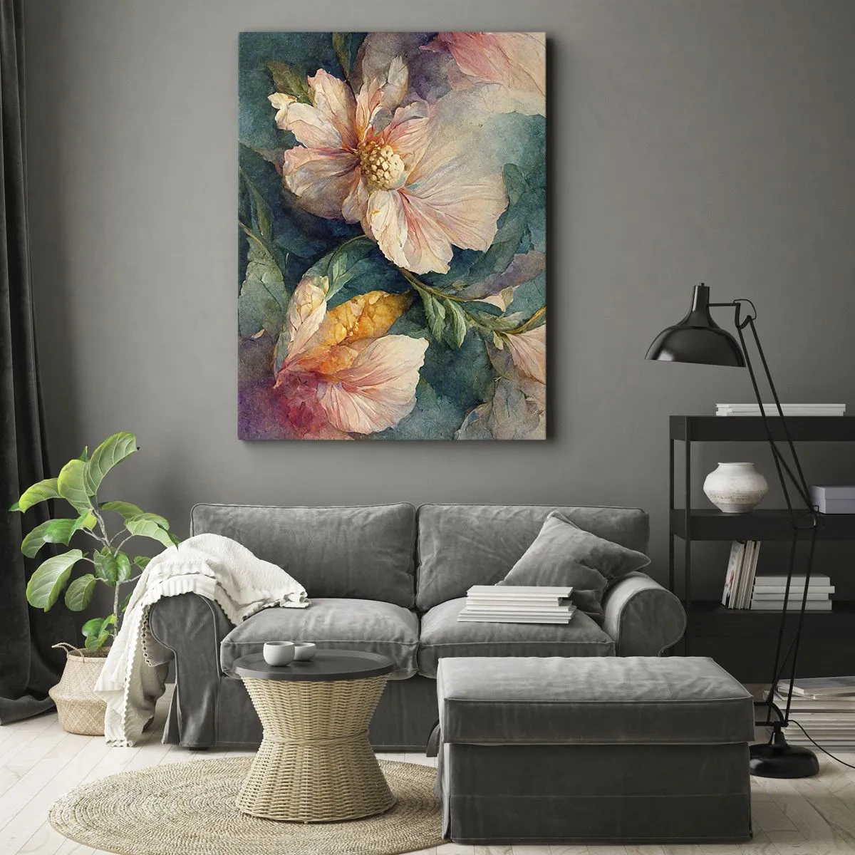 Obraz na płótnie - Delikatne kwiaty w pastelowych barwach - 70x100cm - Sama subtelność - Nowoczesna dekoracja ścienna do salonu i sypialni ARTTOR