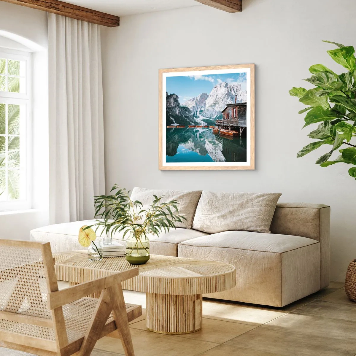 Plakat w ramie jasny dąb - Krystaliczny, górski poranek - 50x50 cm