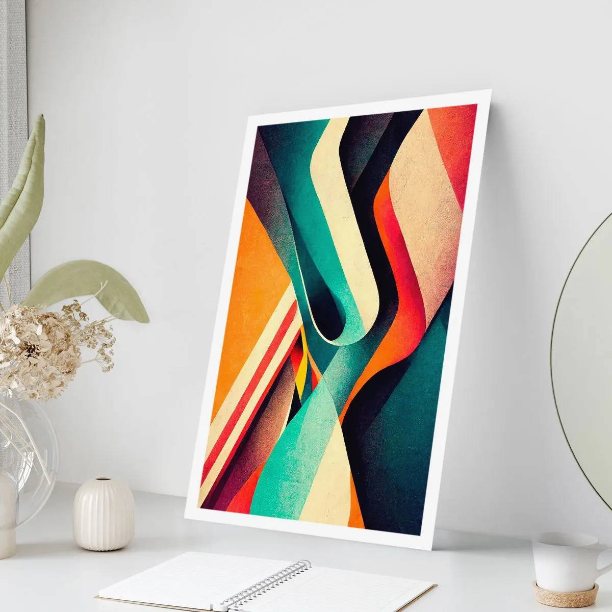 Plakat - Abstrakcyjne fale w żywych kolorach retro - 50x70cm - Kompozycja intensywna - Nowoczesna dekoracja ścienna do salonu, kuchni i sypialni ARTTOR