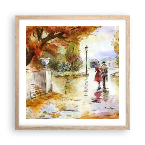 Plakat w ramie jasny dąb - Romantyczna jesień w parku - 50x50 cm