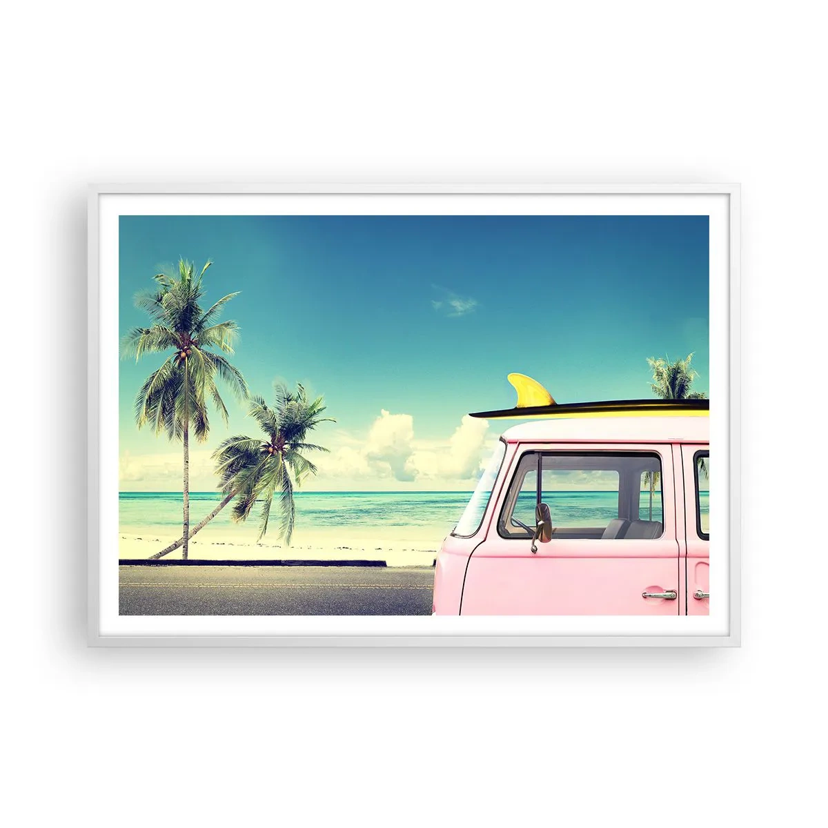 Plakat w białej ramie - Wakacje czas zacząć - 100x70 cm