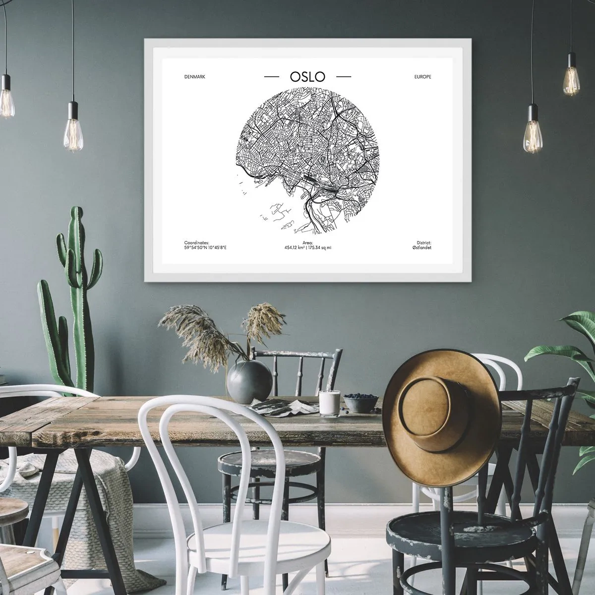 Plakat w białej ramie - Anatomia Oslo - 100x70 cm