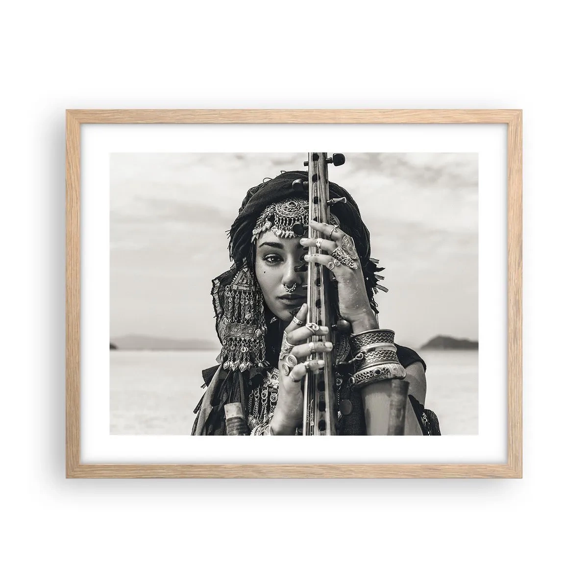 Plakat w ramie jasny dąb - Sama muzyka orientu - 50x40 cm