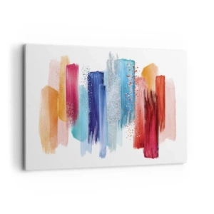 Obraz na płótnie - Kolorowe pociągnięcia pędzlem na białym tle - 120x80cm - W górę i w dół  - Nowoczesna dekoracja ścienna do salonu, kuchni i sypialni ARTTOR