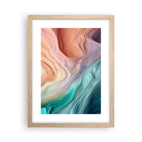 Plakat w ramie jasny dąb - Tęczowa fala - 30x40 cm