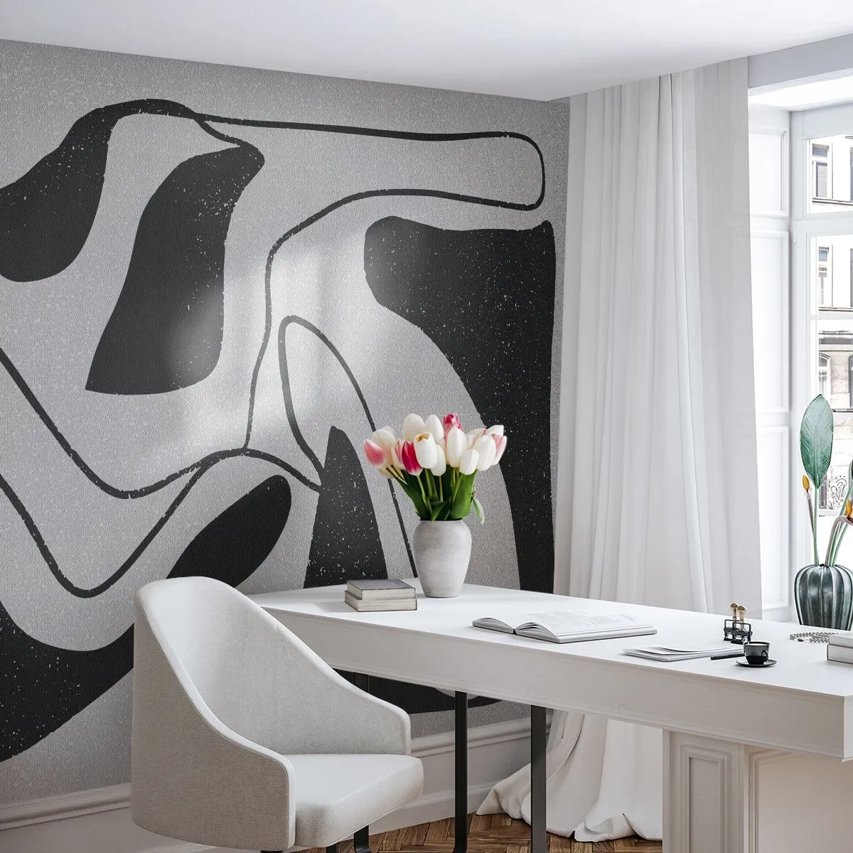 Fototapeta Premium Canvas - Abstrakcyjna zabawa w labiryncie - Boho, Minimalizm, Sztuka - 250x175 cm