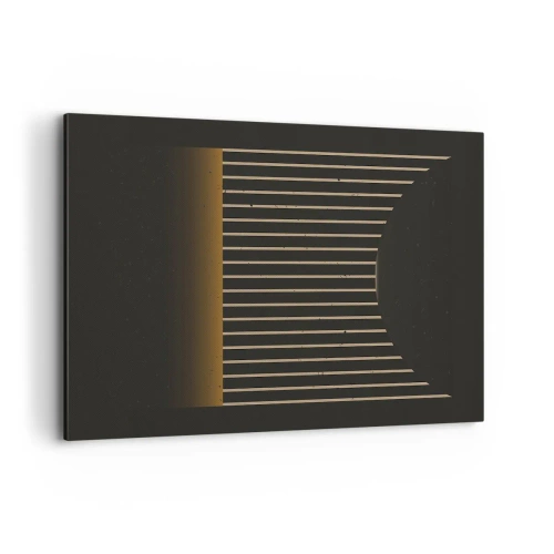 Obraz na płótnie - Geometryczny wzór z pasami na ciemnym tle - 100x70cm - Zbadać ciemność - Nowoczesna dekoracja ścienna do salonu, kuchni i sypialni ARTTOR