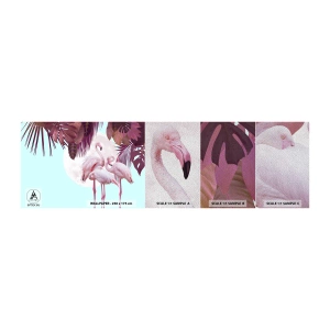 Fototapeta Próbka Premium Sand - Trzy ptasie gracje - Flamingi, Ptaki, Natura - 100x30 cm