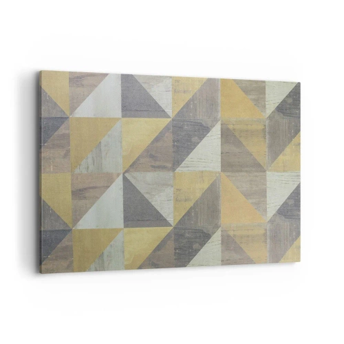 Obraz na płótnie - Geometryczna kompozycja trójkątów w odcieniach ziemi - 120x80cm - Pod kątem trójkąta - Nowoczesna dekoracja ścienna do salonu, kuchni i sypialni ARTTOR