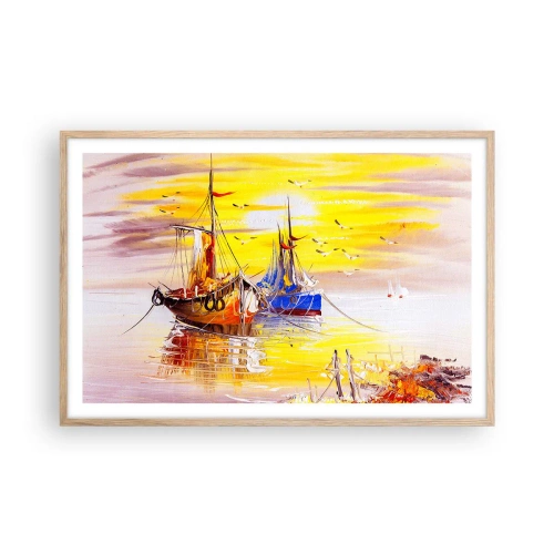 Plakat w ramie jasny dąb - Zasłużony odpoczynek w porcie - 91x61 cm