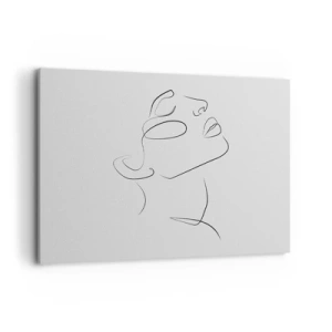 Obraz na płótnie - Minimalistyczny szkic kobiecej twarzy w profilu - 100x70cm - Meandry marzenia - Nowoczesna dekoracja ścienna do salonu, kuchni i sypialni ARTTOR