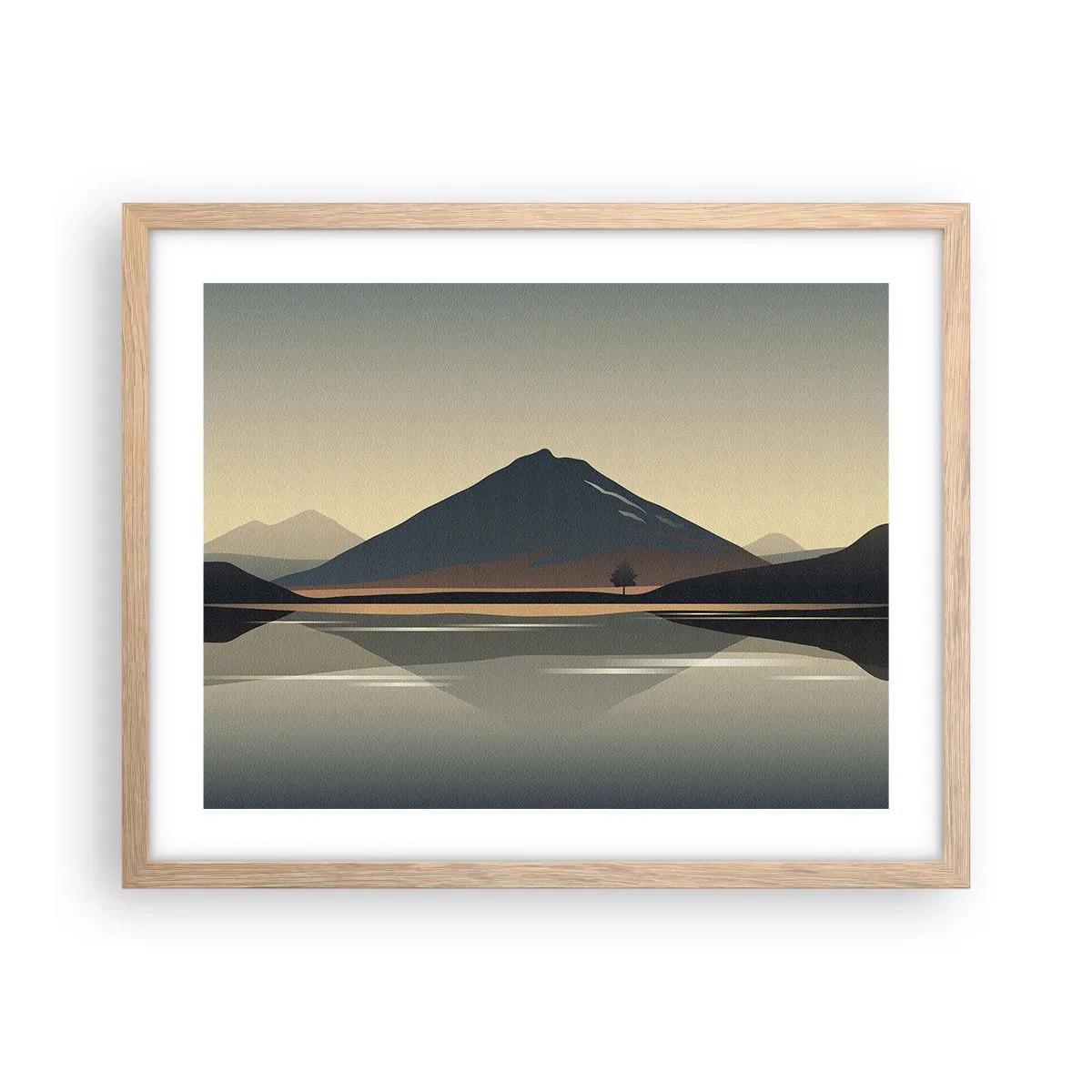 Plakat w ramie jasny dąb - Lustrzane odbicie - 50x40 cm