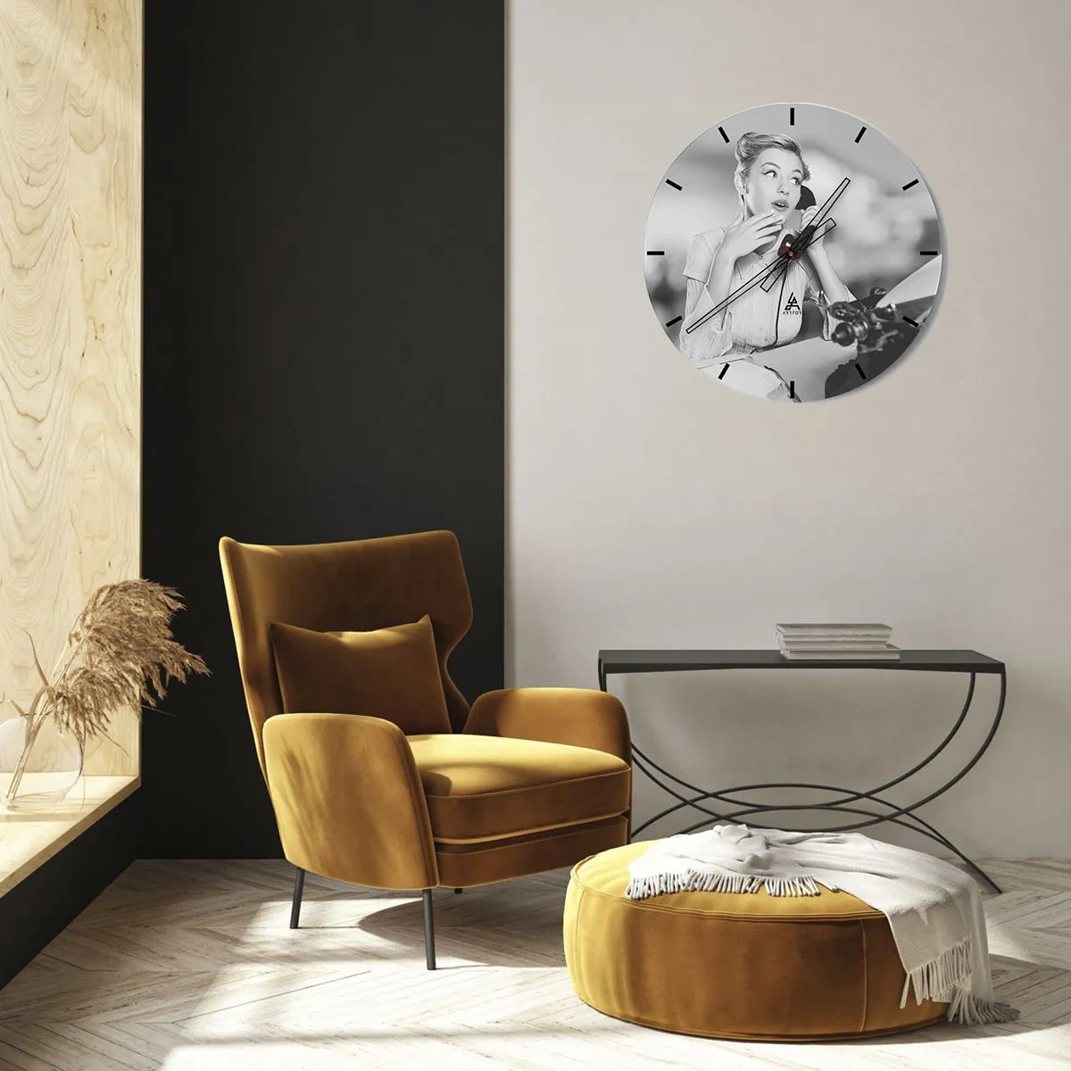 Zegar ścienny - Halo, tu lata 50. - 40x40 cm