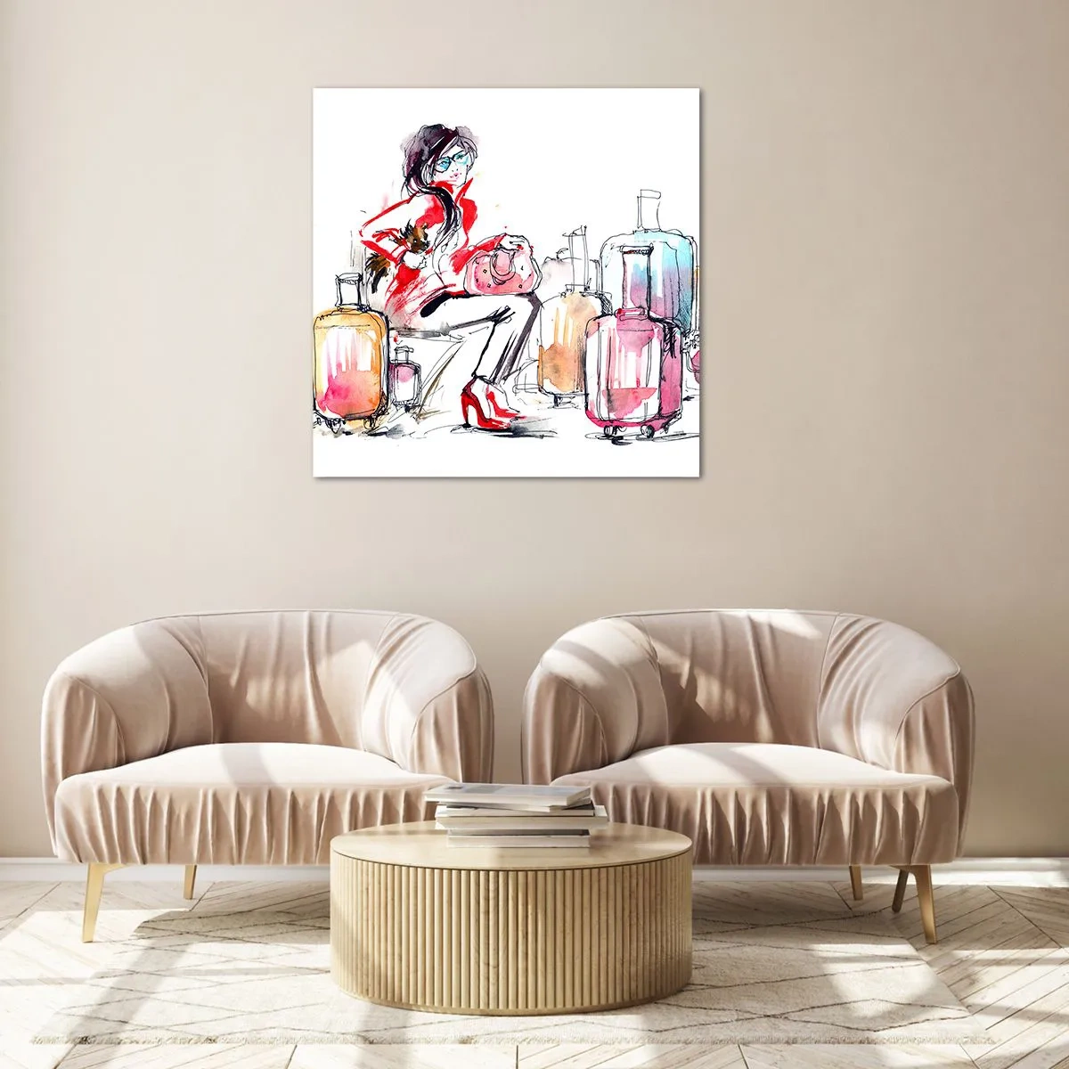 Obraz na szkle - Siądźmy przed podróżą - 30x30 cm