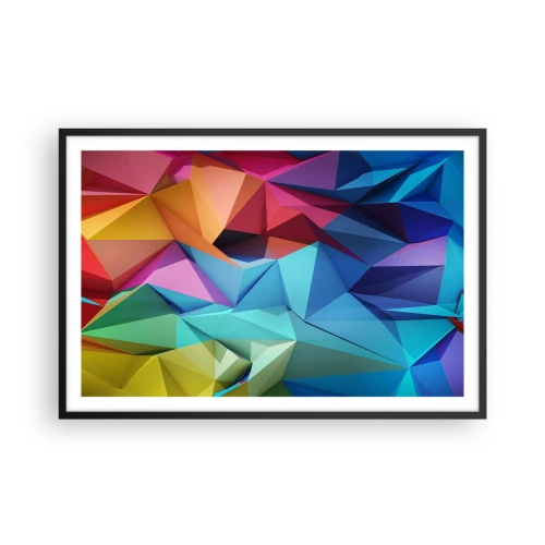 Plakat w czarnej ramie - Tęczowe origami - 91x61 cm