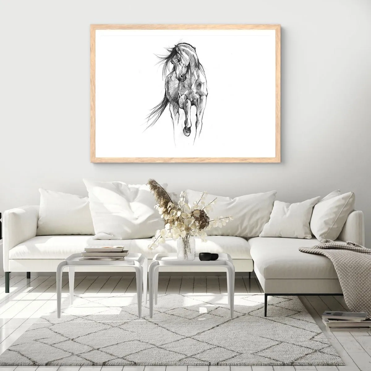 Plakat w ramie jasny dąb - We wdzięcznym kłusie - 100x70 cm