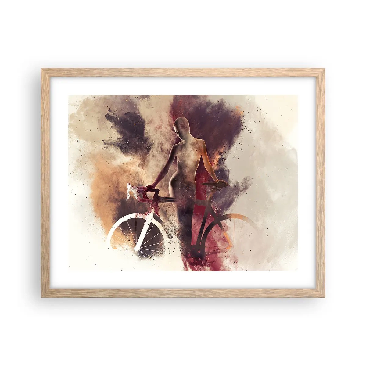 Plakat w ramie jasny dąb - W marmurowych kształtach rowerowa dusza - 50x40 cm