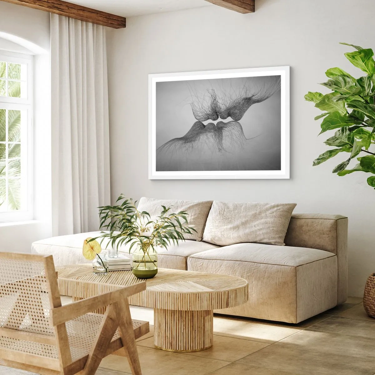 Plakat w białej ramie - Pocałunek wiatru - 40x30 cm