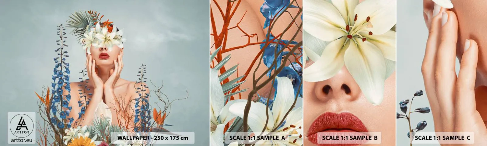 Fototapeta Próbka Standard Eco - Kobieta – kwiat - Abstrakcja, Kobieta, Kwiaty - 100x30 cm