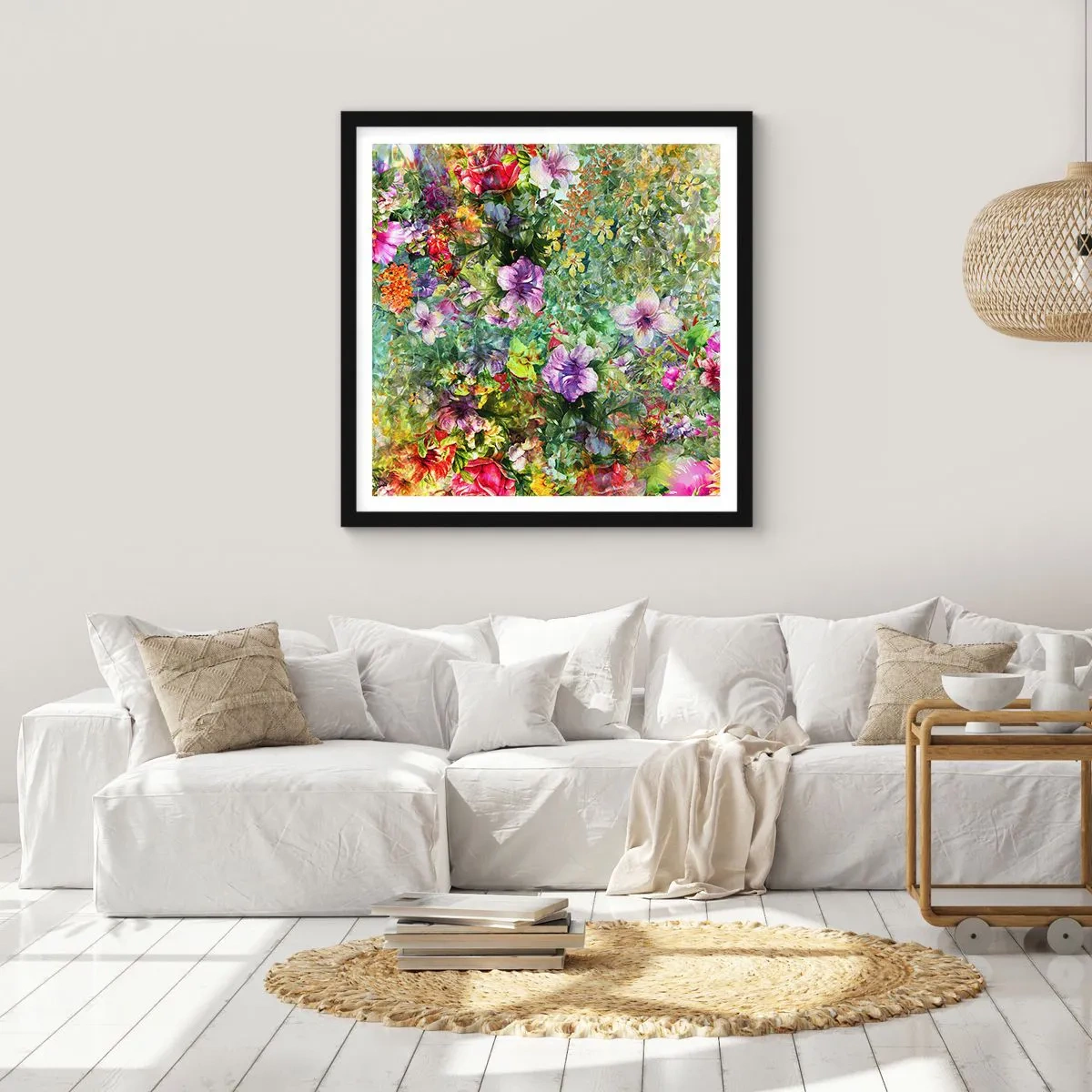 Plakat w czarnej ramie - W kwiaty na zatracenie - 50x50 cm