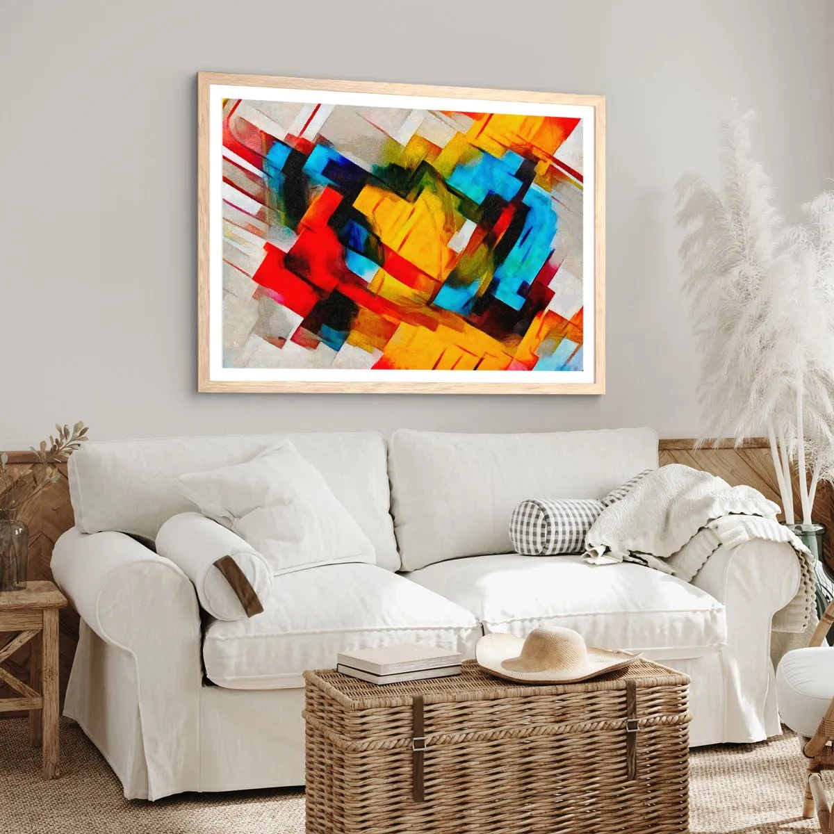 Plakat w ramie jasny dąb - Różnobarwny przekładaniec - 70x50 cm