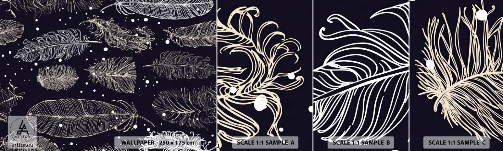 Fototapeta Próbka Samoprzylepna Deluxe Sticker - Pierzasta koronka - Pióro Ptaka, Grafika, Sztuka - 100x30 cm