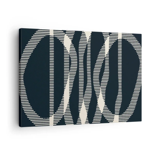 Obraz na płótnie - Geometryczne linie w jasnych odcieniach na ciemnym tle - 70x50cm - Próba przełamania ciemności - Nowoczesna dekoracja ścienna do salonu i sypialni ARTTOR