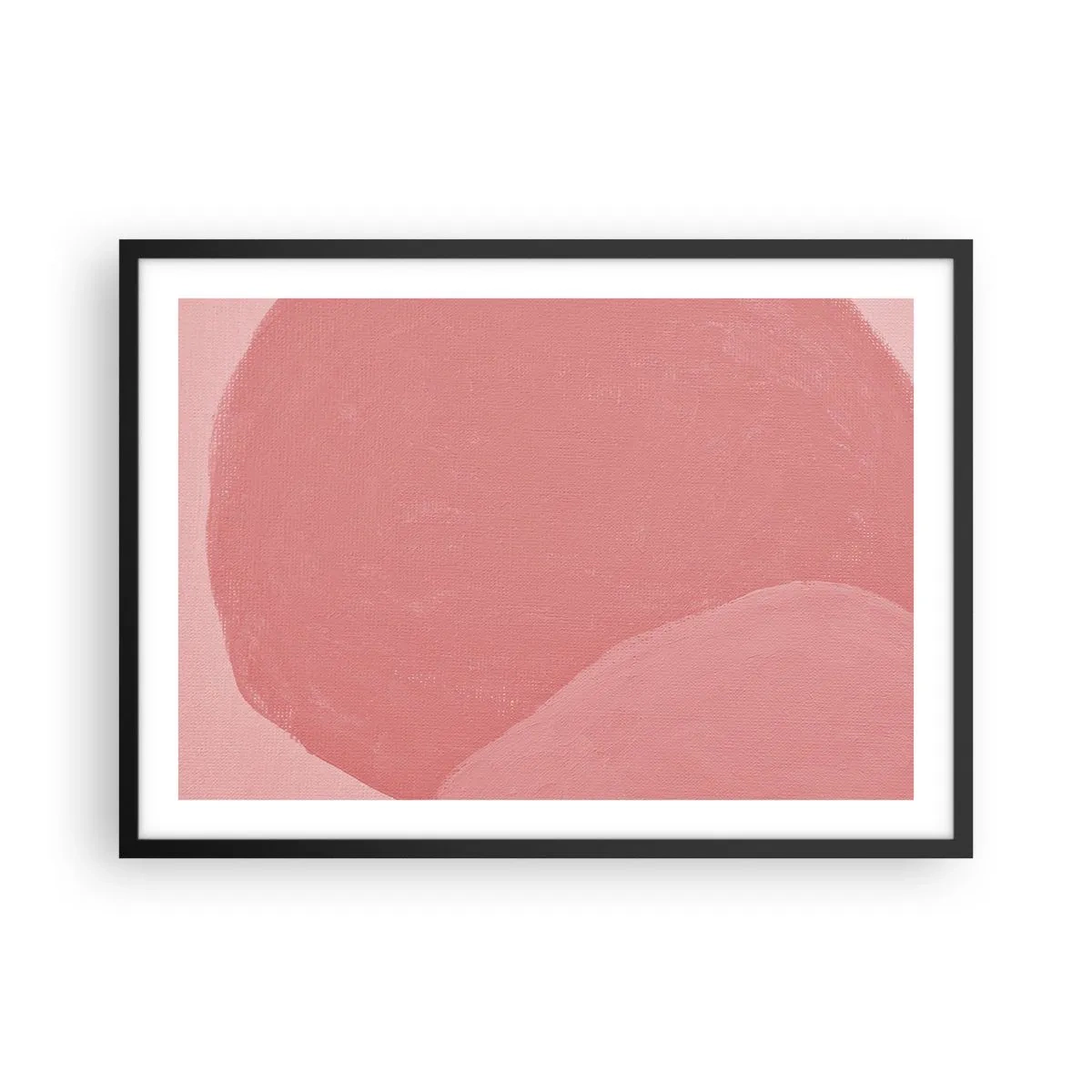 Plakat w czarnej ramie - Delikatna abstrakcja w odcieniach różu, organiczne formy i minimalizm - 70x50cm - Organiczna kompozycja w różu - Nowoczesna dekoracja ścienna do salonu i sypialni ARTTOR