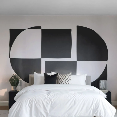 Fototapeta Premium Sand - Abstrakcyjna czarno-biała geometryczna kompozycja - 100x70cm - Antyteza – synteza - Nowoczesna dekoracja ścienna do salonu, kuchni i sypialni ARTTOR