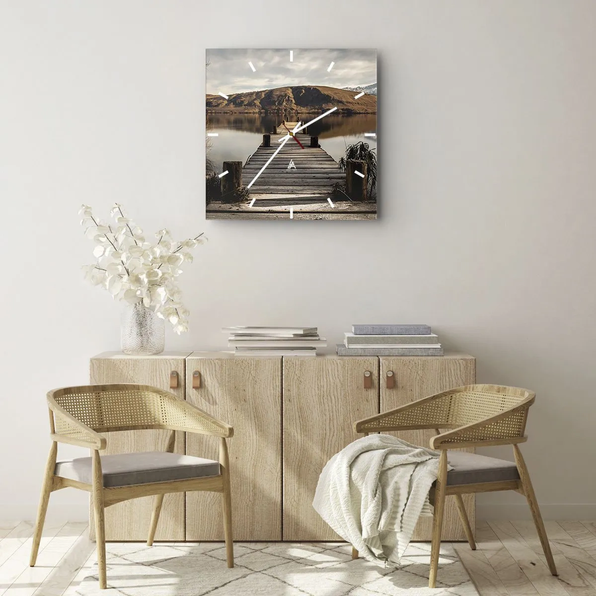 Zegar ścienny - Pejzaż w ciszy - 30x30 cm