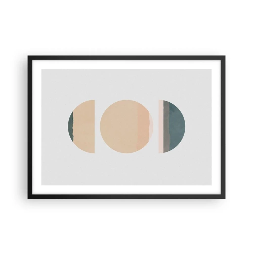 Plakat w czarnej ramie - Abstrakcyjne kształty geometryczne w pastelowych kolorach - 70x50cm - Koło za kołem - Nowoczesna dekoracja ścienna do salonu i sypialni ARTTOR