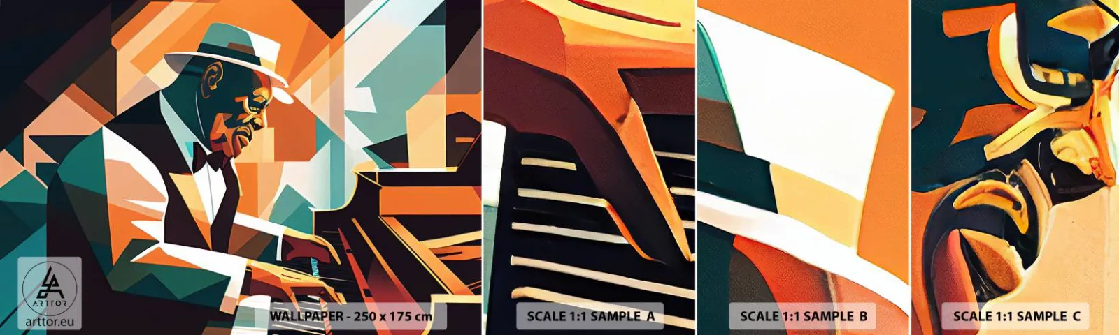 Fototapeta Próbka Samoprzylepna Deluxe Sticker - Cały ten jazz - Fortepian, Pianino, Kubizm - 100x30 cm