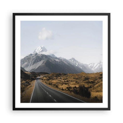 Plakat w czarnej ramie - Droga do serca gór - 60x60 cm
