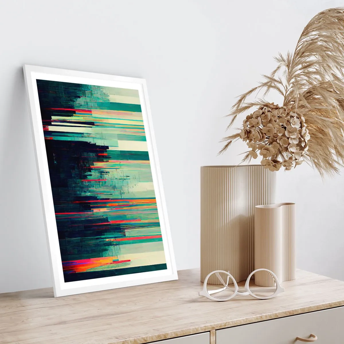Plakat w białej ramie - Futurystyczne miasto - 70x100 cm