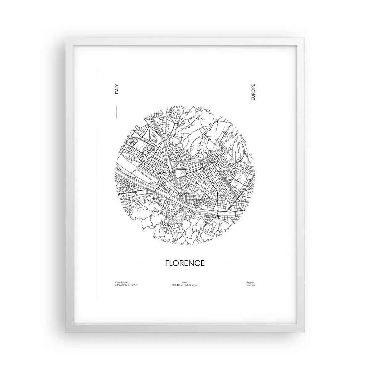 Plakat w białej ramie - Anatomia Florencji - 40x50 cm