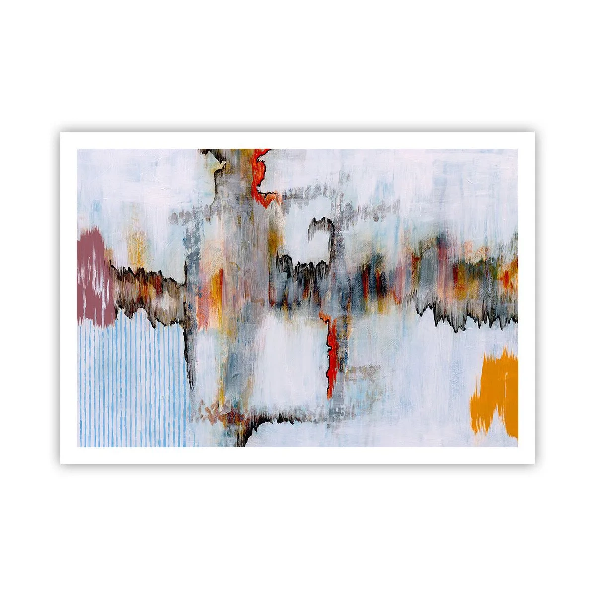 Plakat - Abstrakcyjny wzór z żywymi kolorami na jasnym tle - 100x70cm - Patykiem na wodzie - Nowoczesna dekoracja ścienna do salonu i sypialni ARTTOR