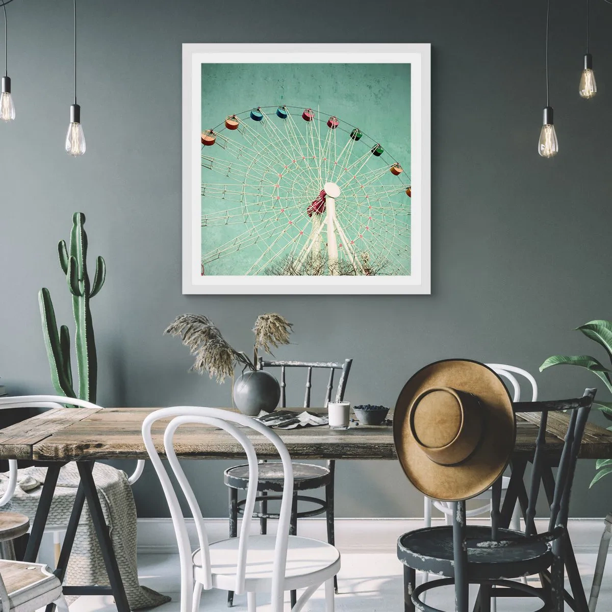 Plakat w białej ramie - Zapraszamy do zabawy - 60x60 cm