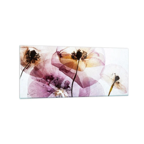 Obraz na szkle - Delikatne przezroczyste kwiaty w pastelowych odcieniach - 120x50cm - Kwiatów ciała przezrocze - Nowoczesna dekoracja ścienna do salonu i sypialni ARTTOR