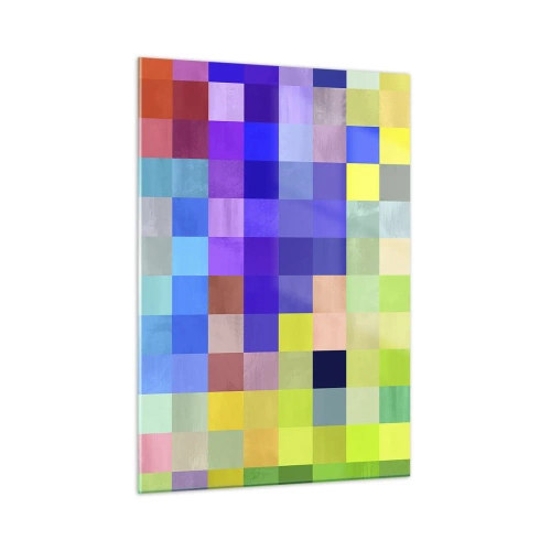 Obraz na szkle - Kolorowe geometryczne bloki w jasnych i żywych odcieniach - 50x70cm - Każdy inny, wszystkie równe - Nowoczesna dekoracja ścienna do salonu, kuchni i sypialni ARTTOR