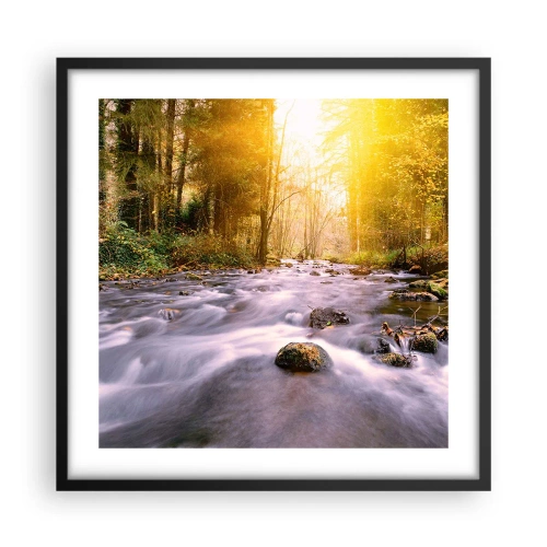 Plakat w czarnej ramie - Malachit w srebrno-złotej oprawie - 50x50 cm