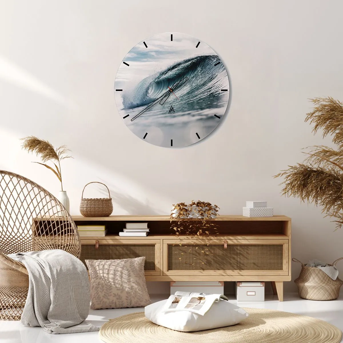 Zegar ścienny - Dynamiczna fala oceanu uchwycona w ruchu - 30x30cm - Wodny szczyt - Nowoczesna dekoracja ścienna do salonu, kuchni i sypialni ARTTOR