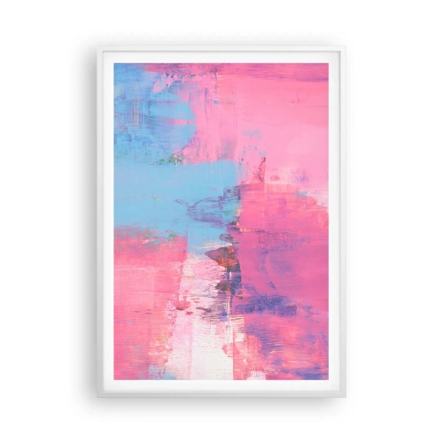 Plakat w białej ramie - Róż, błękit i szczypta światła - 70x100 cm