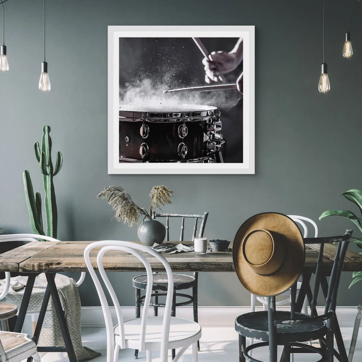 Plakat w białej ramie - Puls muzyki - 60x60 cm