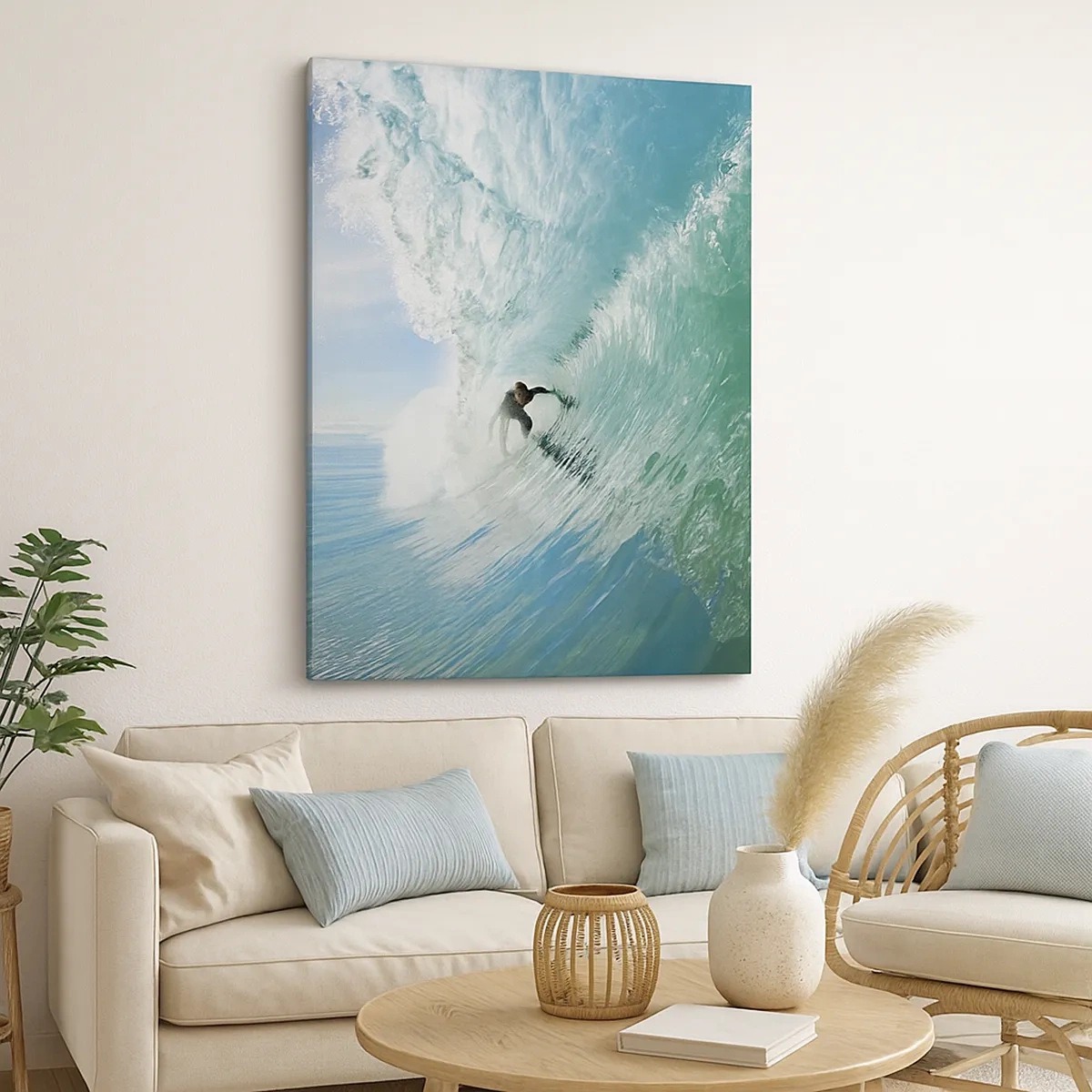 Obraz na płótnie - Surfing na fali - 50x70cm - Zawsze na fali - Nowoczesna dekoracja ścienna do salonu, kuchni i sypialni ARTTOR