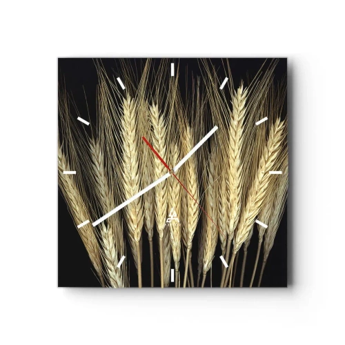 Zegar ścienny - Kłosy pszenicy na czarnym tle w rustykalnym stylu - 30x30cm - Rustykalna magia - Nowoczesna dekoracja ścienna do salonu i sypialni ARTTOR
